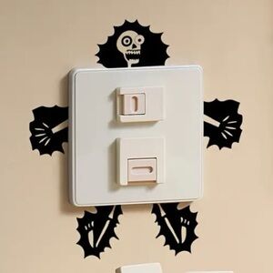 3/$10 - 1pc Funny Skull Switch Stickers, Self-Adhesive Wall Decal - Black